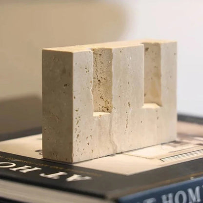 Taper Candle Holder Travertine Marble Handcrafted Holds Two