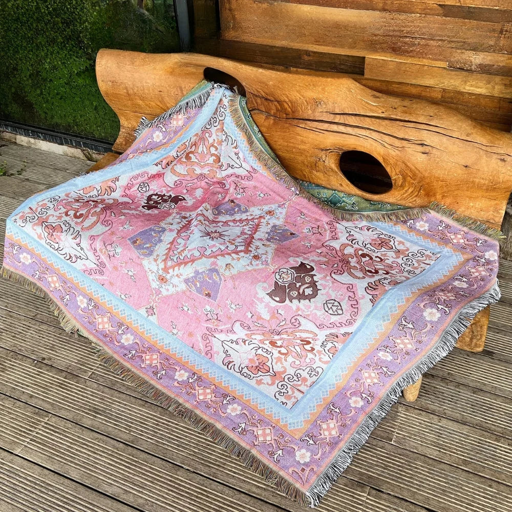 Tapestry Throw Blanket Reversible Bohemian Aztec Microfiber
