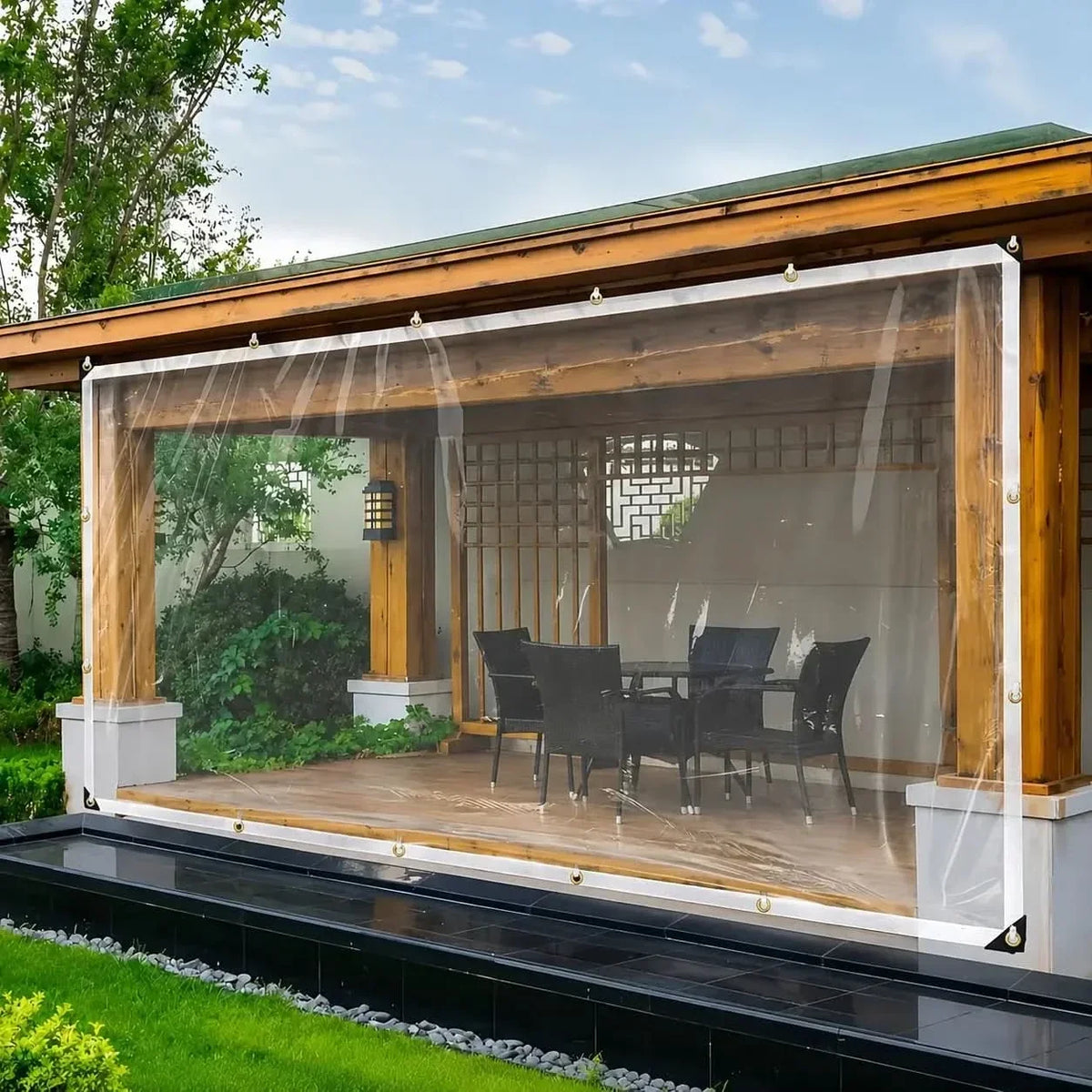 Tarpaulin Cover Transparent Waterproof with Secure Eyelets