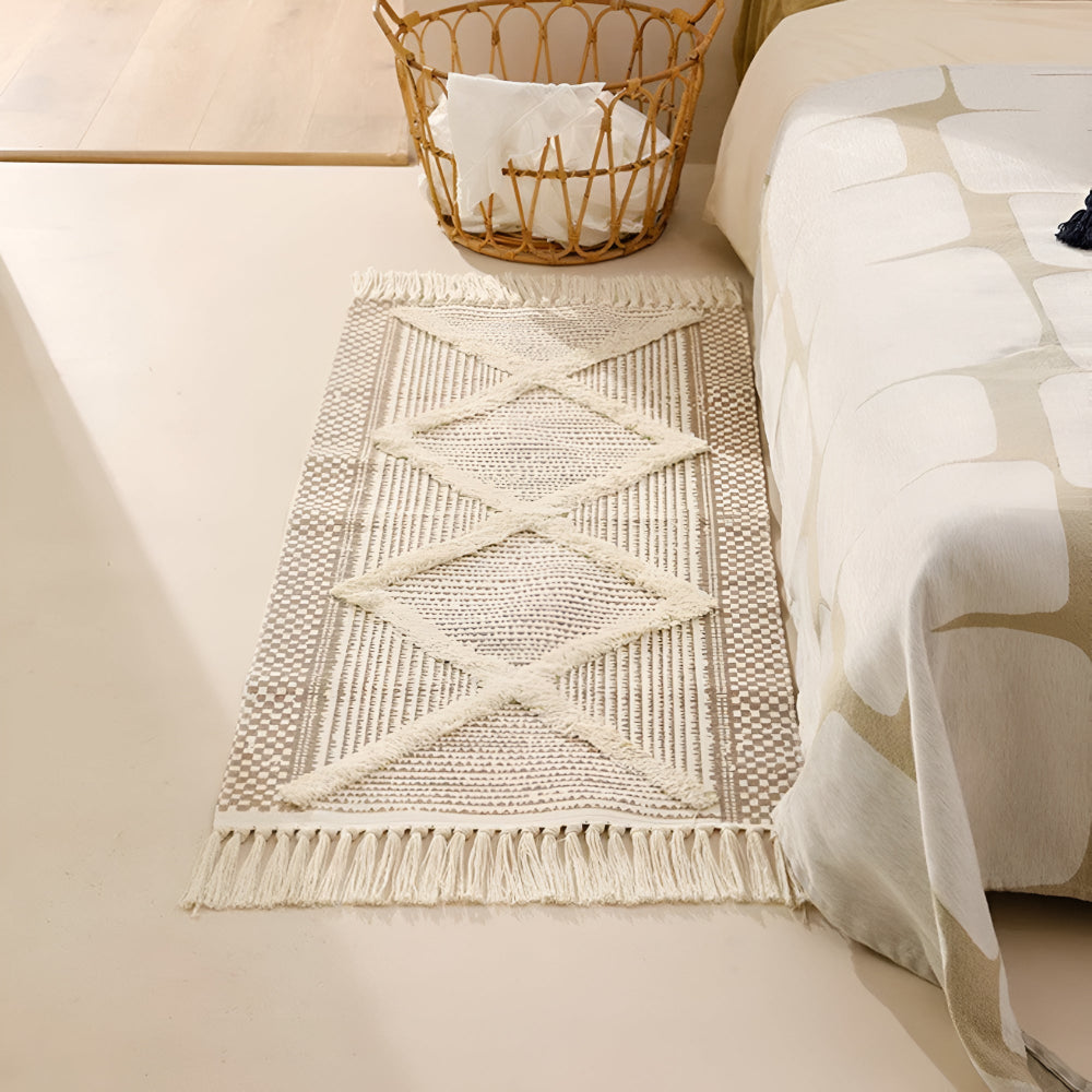 Tassel Rug Microfiber Blend 3D Tufted Machine Washable