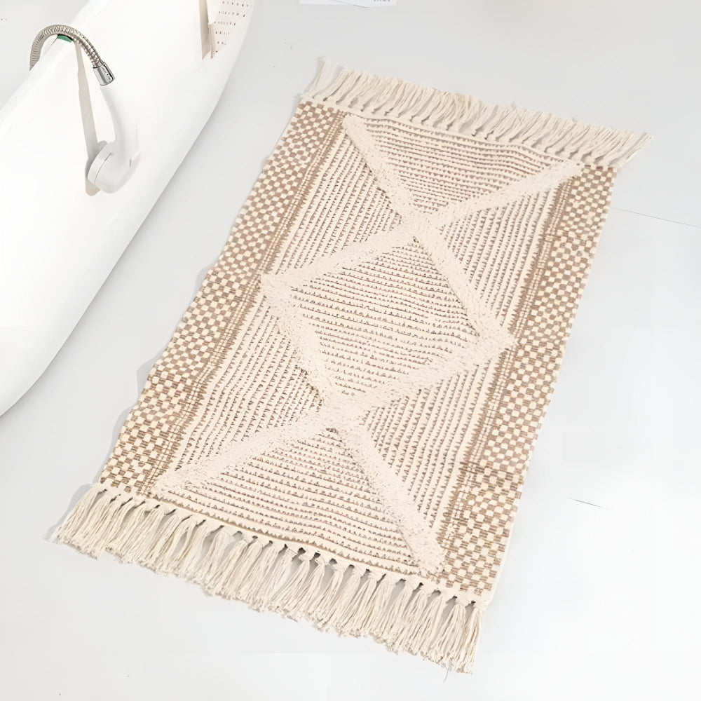 Tassel Rug Microfiber Blend 3D Tufted Machine Washable