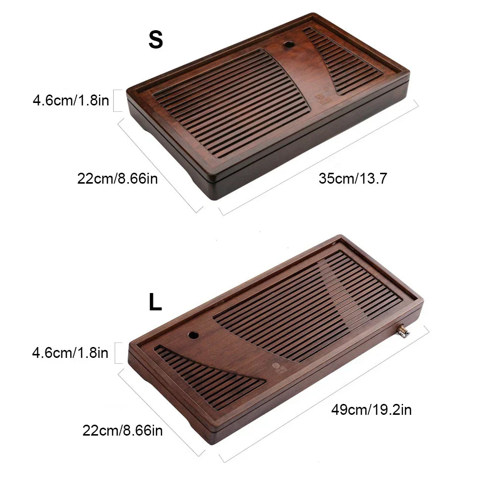 Tea Ceremony Tray Bamboo Surface Removable Top
