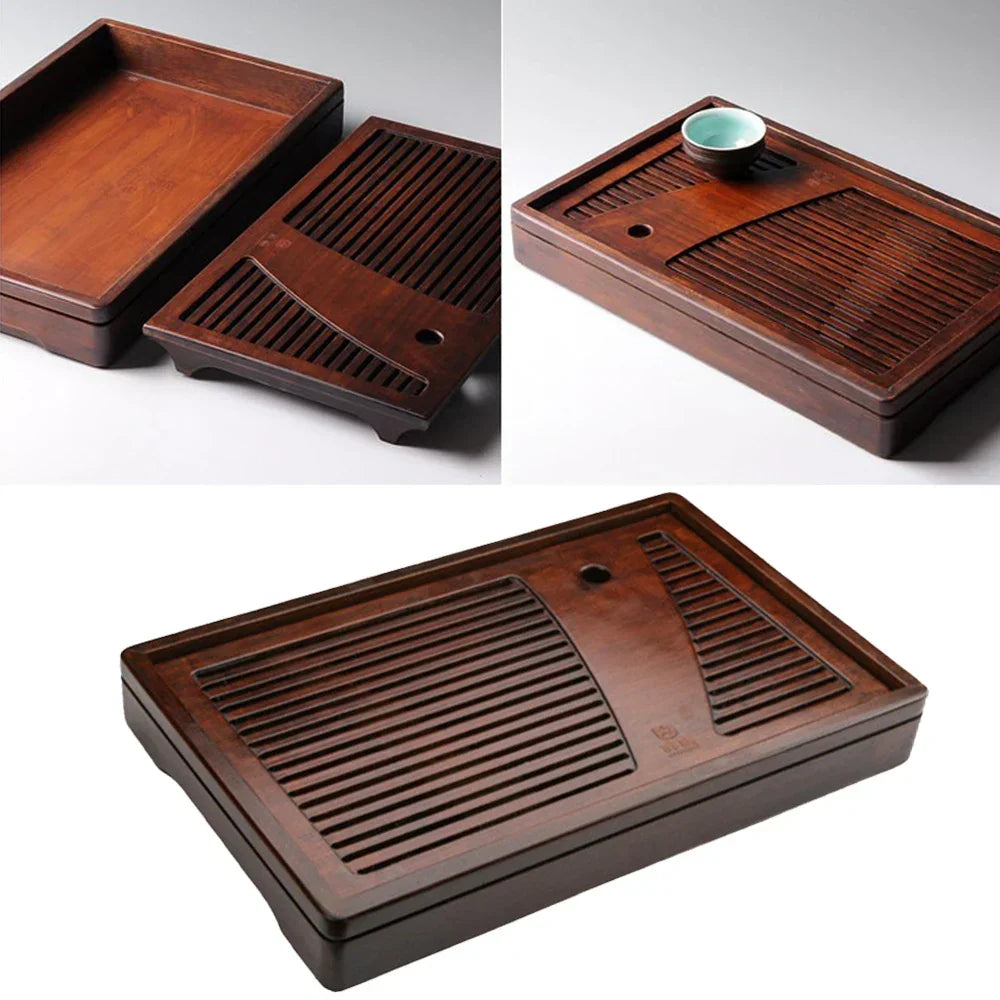 Tea Ceremony Tray Bamboo Surface Removable Top
