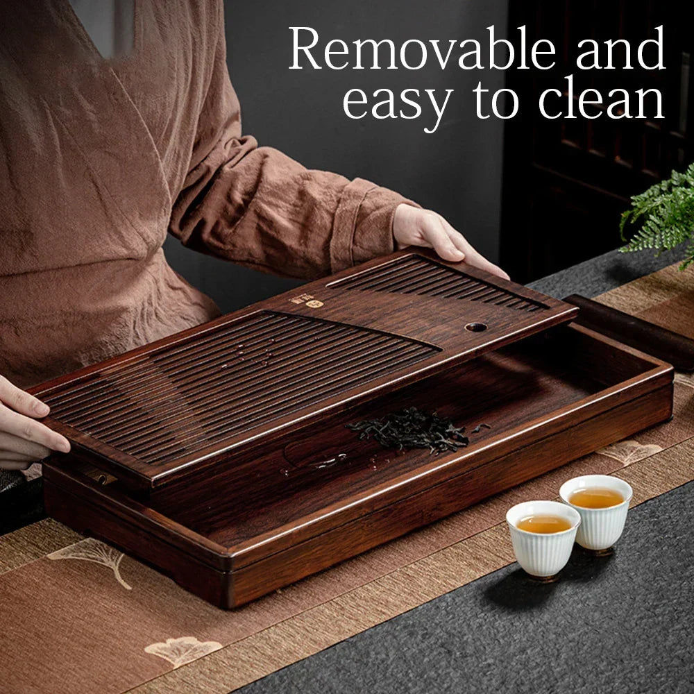 Tea Ceremony Tray Bamboo Surface Removable Top