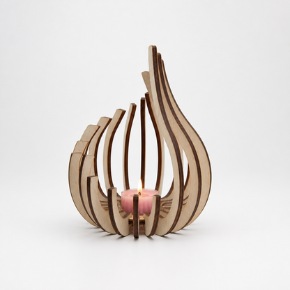 Teardrop Candle Holder Curved Slatted Tea Light Compatible