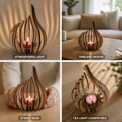 Teardrop Candle Holder Curved Slatted Tea Light Compatible