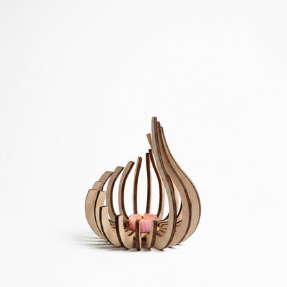 Teardrop Candle Holder Curved Slatted Tea Light Compatible