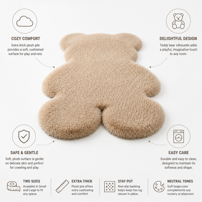 Teddy Bear Rug Plush Pile Extra Thick Two Sizes