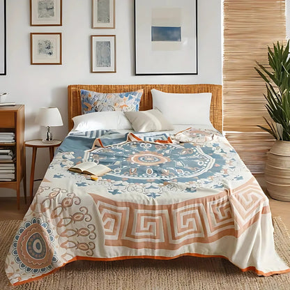 Throw Blanket 100% Cotton Breathable Machine Washable