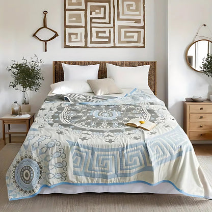 Throw Blanket 100% Cotton Breathable Machine Washable