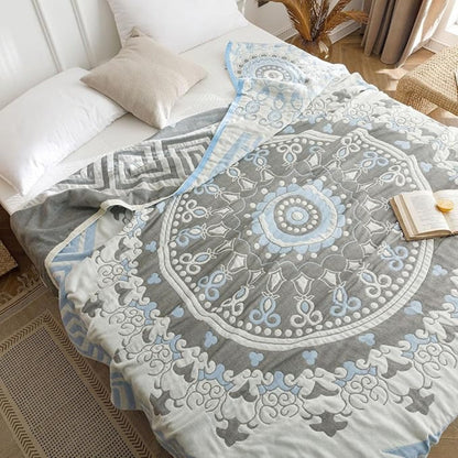 Throw Blanket 100% Cotton Breathable Machine Washable