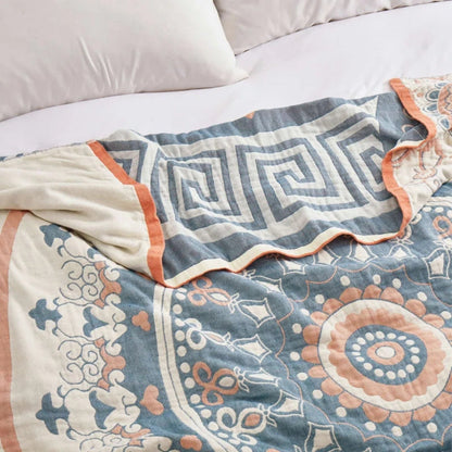 Throw Blanket 100% Cotton Breathable Machine Washable