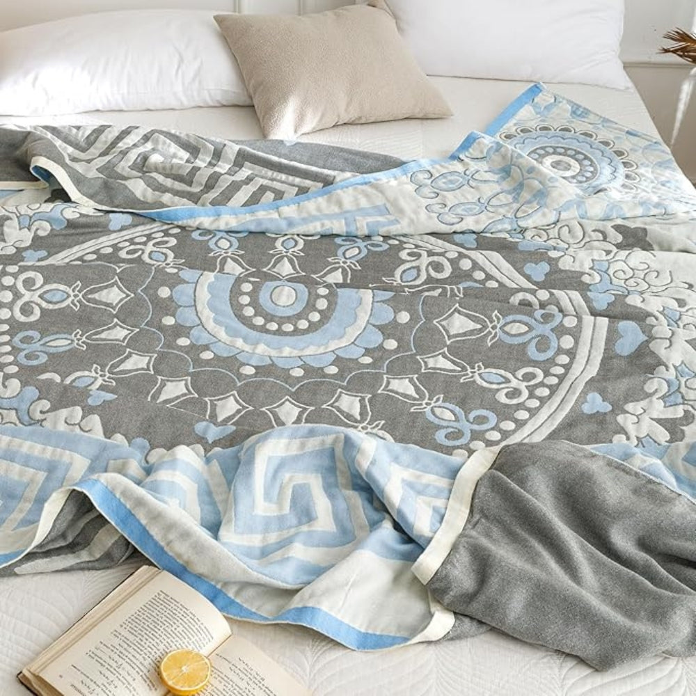 Throw Blanket 100% Cotton Breathable Machine Washable