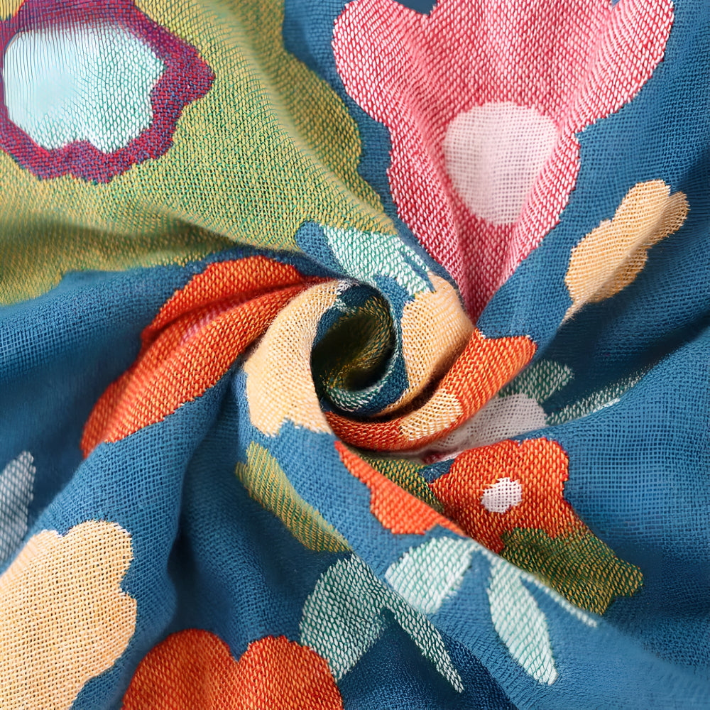 Throw Blanket 100% Cotton Breathable Wildflower Print