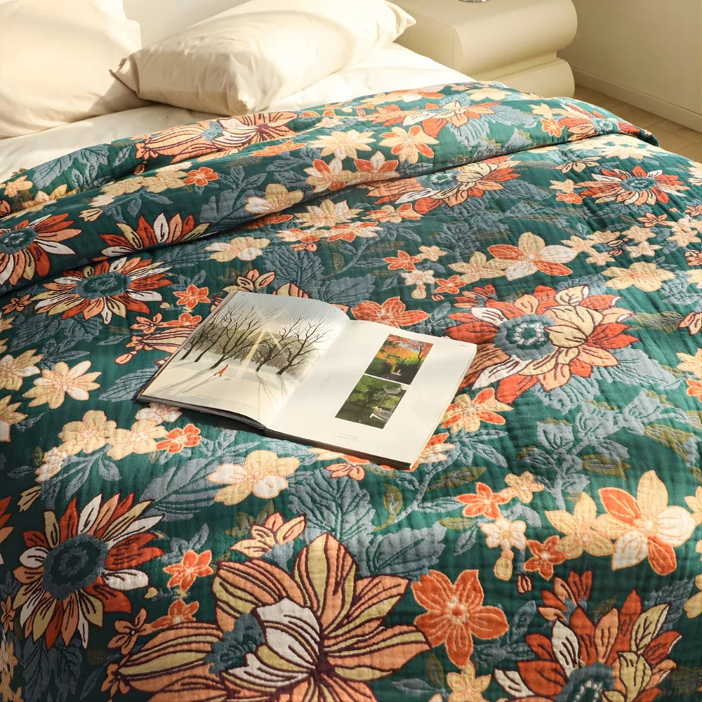 Throw Blanket 100% Cotton Double Gauze Tassel Edges