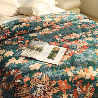 Throw Blanket 100% Cotton Double Gauze Tassel Edges