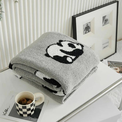 Throw Blanket 100% Cotton Jacquard Panda Pattern