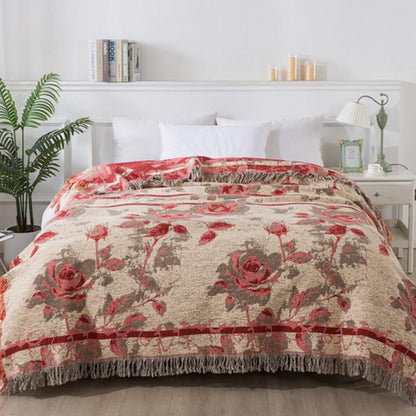 Throw Blanket 100% Cotton Jacquard Quilted