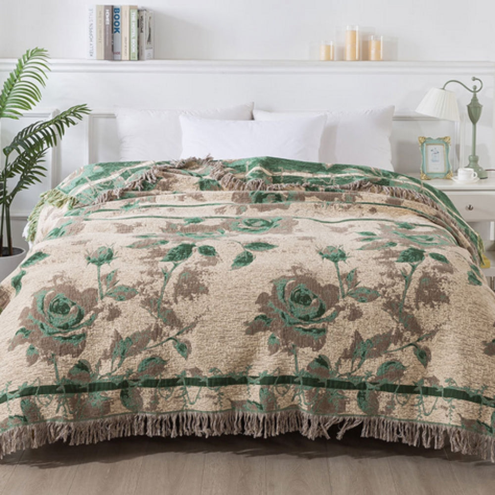 Throw Blanket 100% Cotton Jacquard Quilted