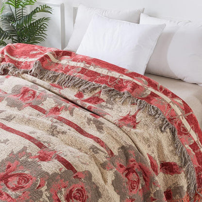 Throw Blanket 100% Cotton Jacquard Quilted