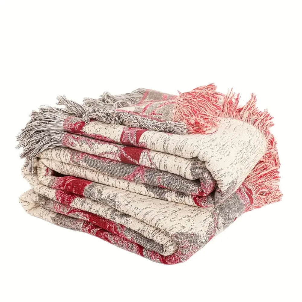 Throw Blanket 100% Cotton Jacquard Quilted