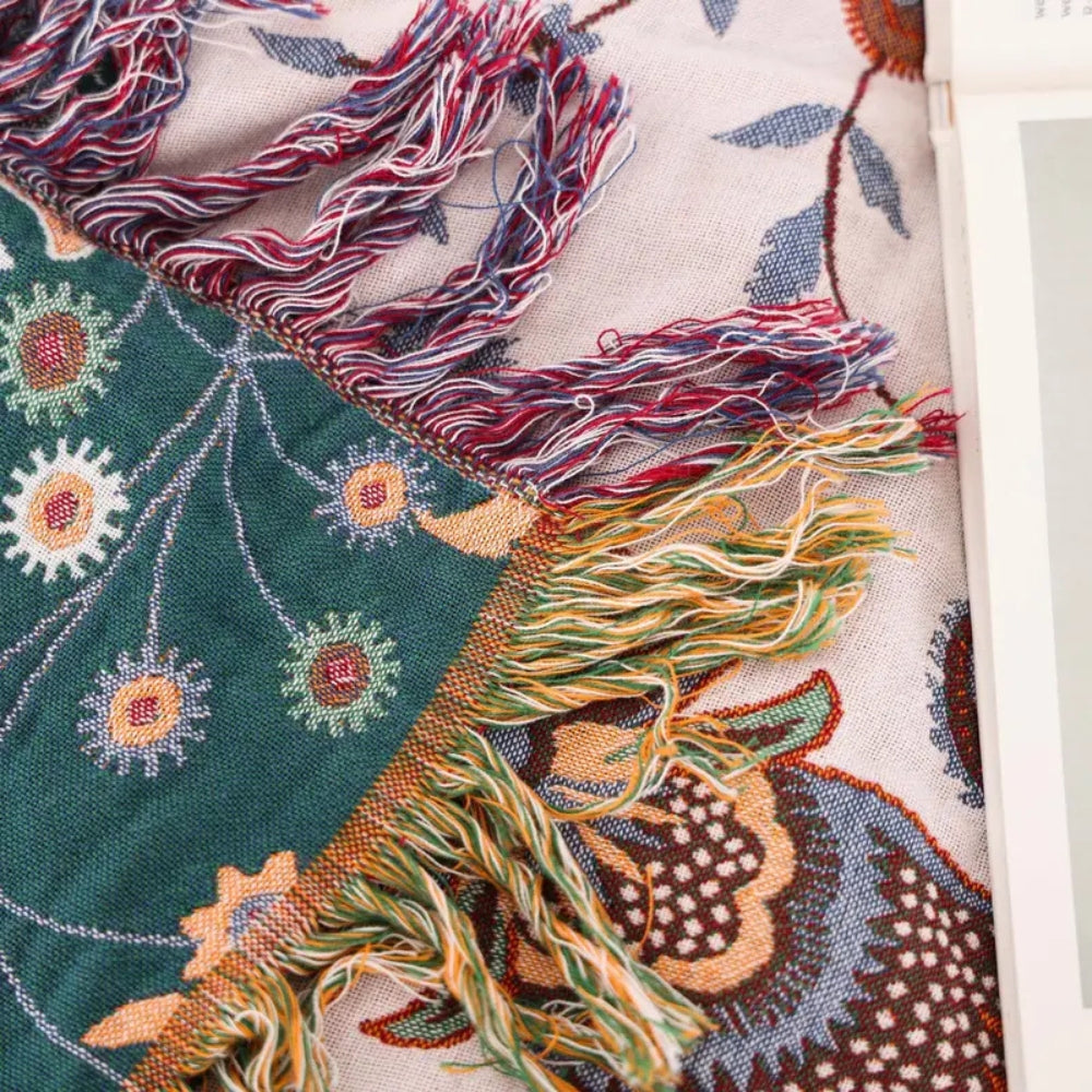 Throw Blanket 100% Cotton Reversible Floral