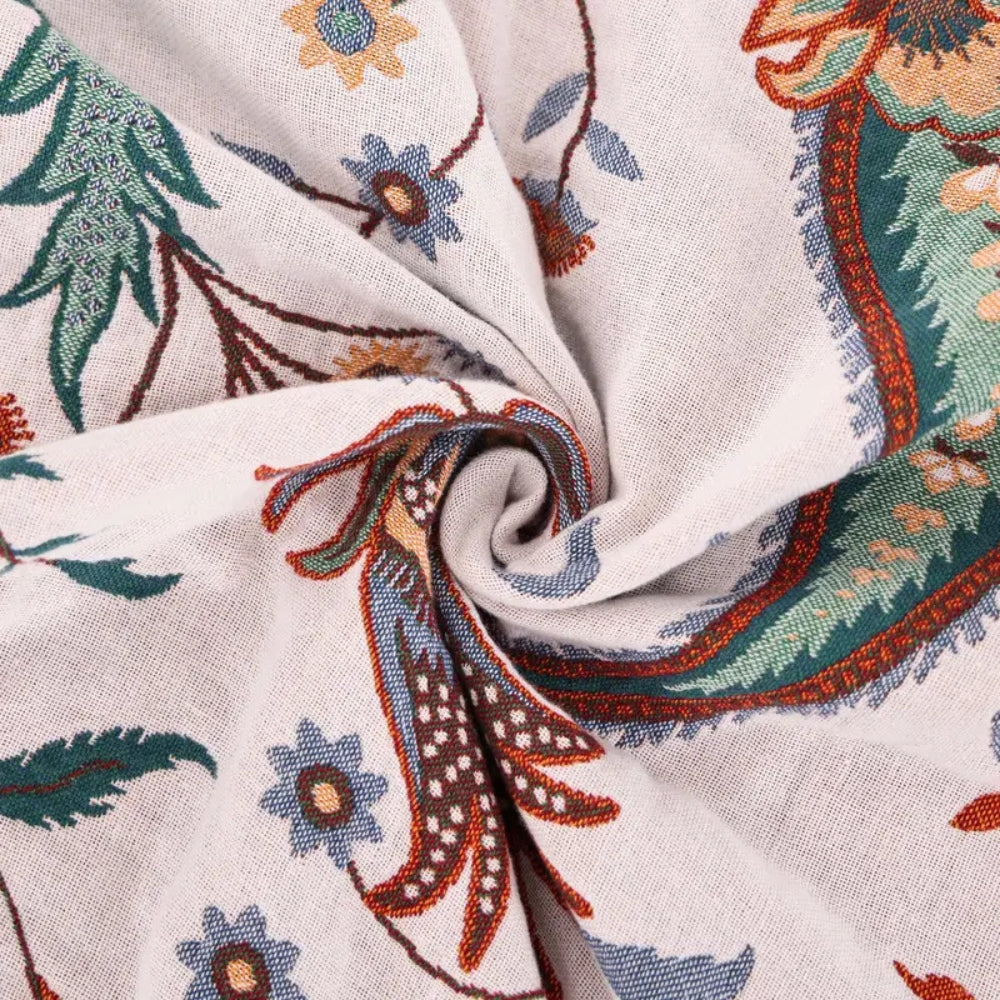Throw Blanket 100% Cotton Reversible Floral