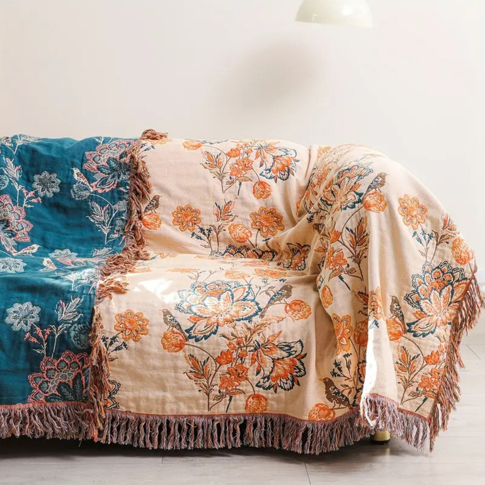 Throw Blanket 100% Cotton Rustic Boho