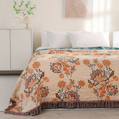 Throw Blanket 100% Cotton Rustic Boho