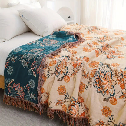 Throw Blanket 100% Cotton Rustic Boho