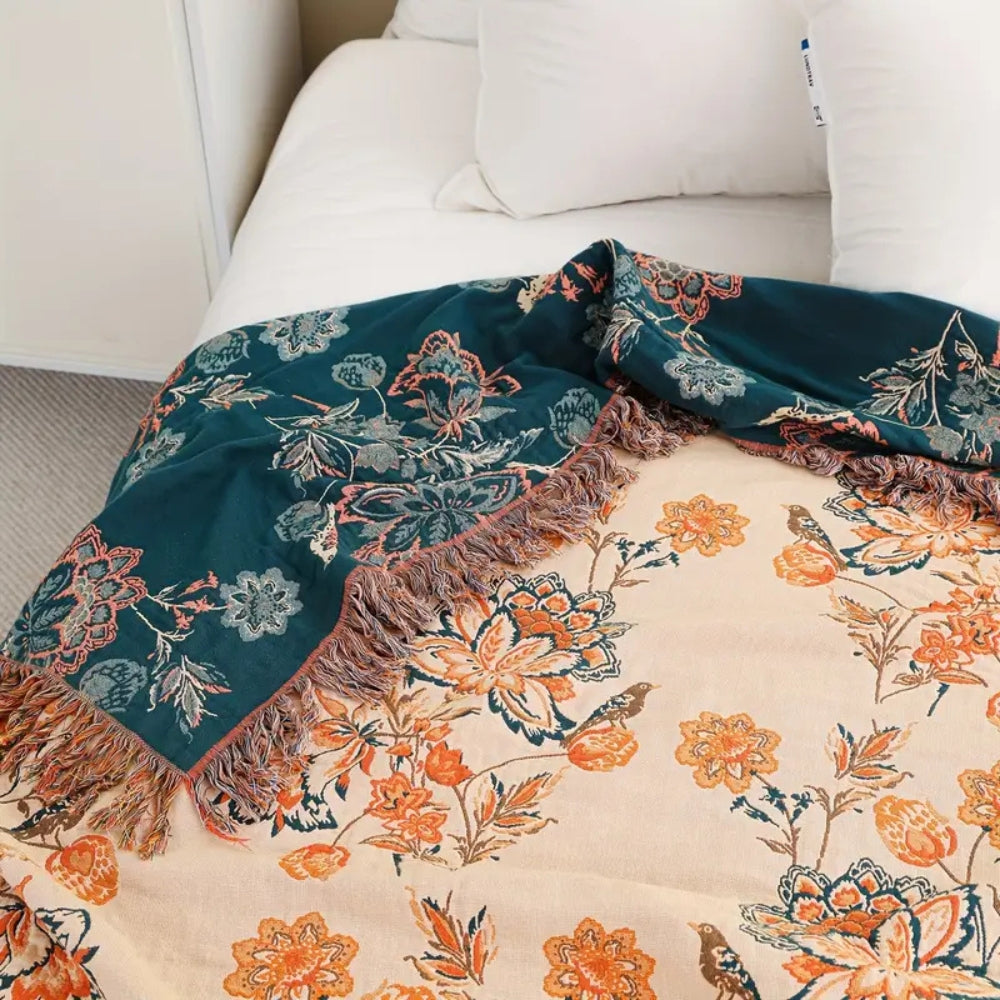 Throw Blanket 100% Cotton Rustic Boho