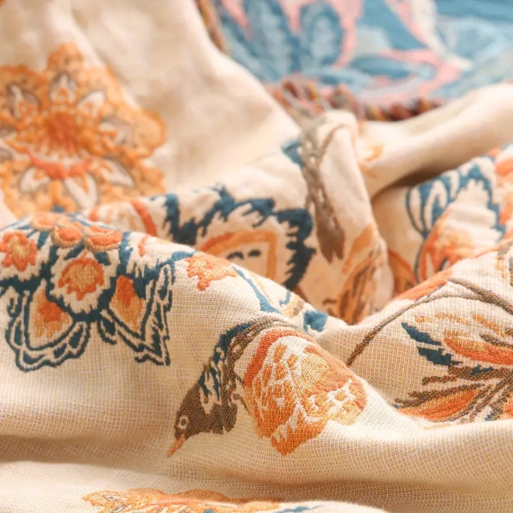 Throw Blanket 100% Cotton Rustic Boho