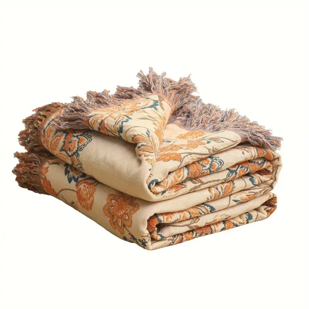 Throw Blanket 100% Cotton Rustic Boho
