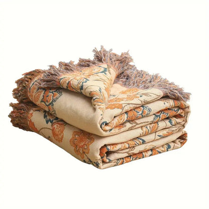 Throw Blanket 100% Cotton Rustic Boho