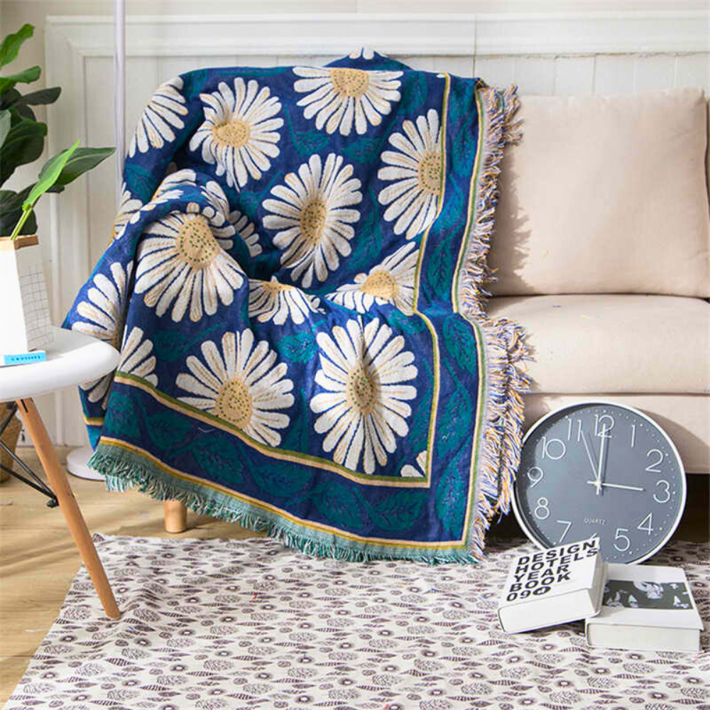 Throw Blanket 100% Cotton Tassels Machine Washable