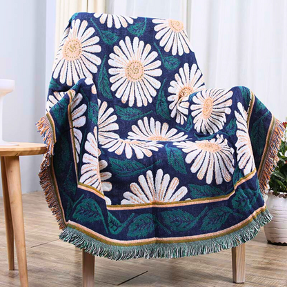 Throw Blanket 100% Cotton Tassels Machine Washable
