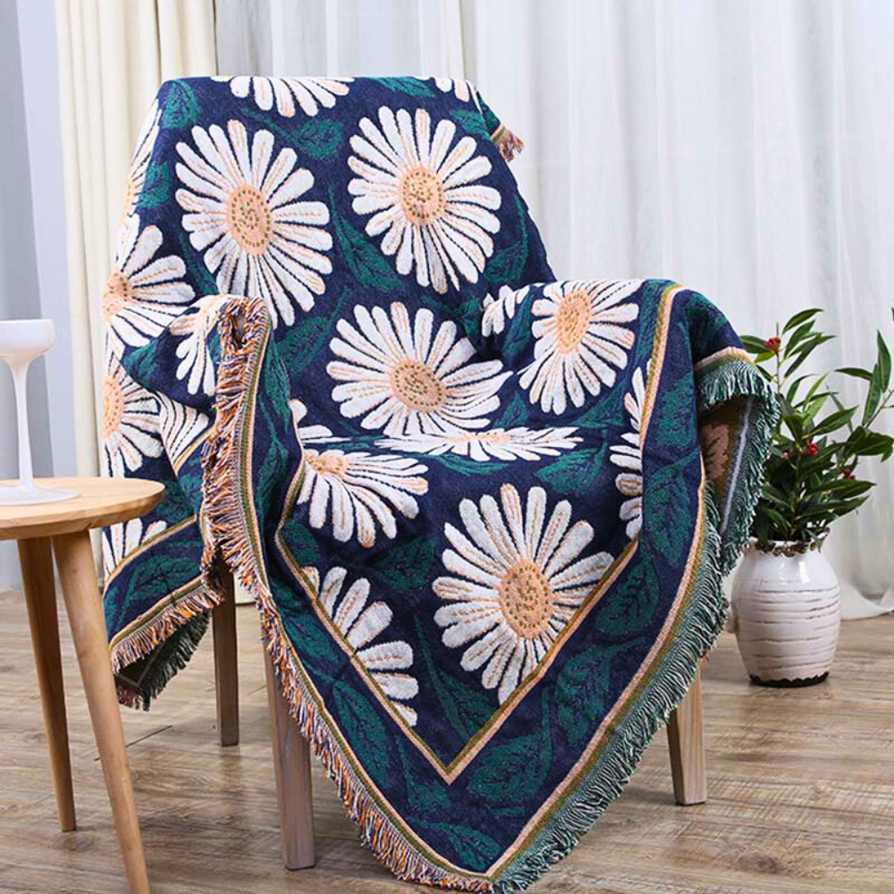 Throw Blanket 100% Cotton Tassels Machine Washable