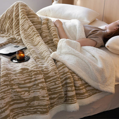 Throw Blanket Berber Fleece Carved Bark Pattern