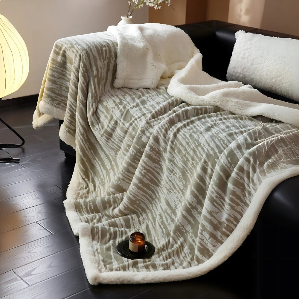 Throw Blanket Berber Fleece Carved Bark Pattern