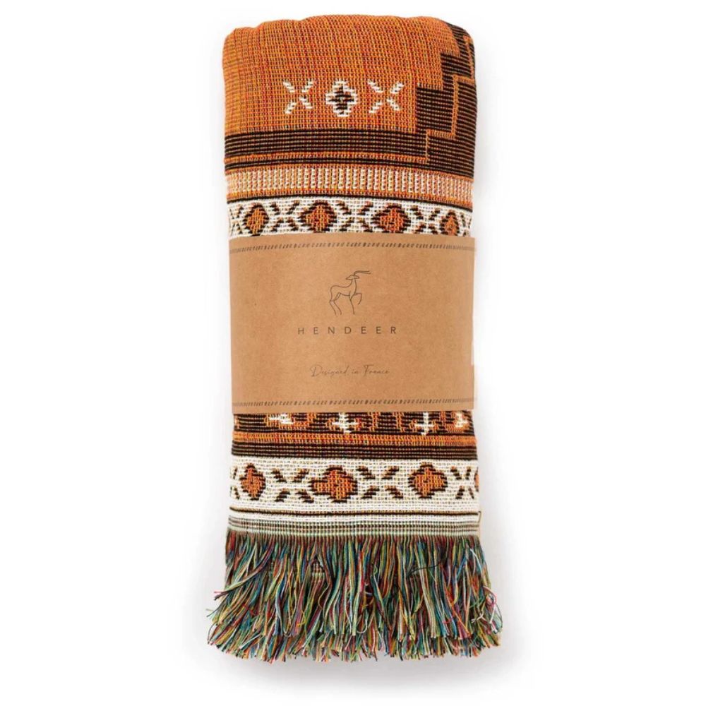 Throw Blanket Boho Woven Cotton-Microfiber Blend