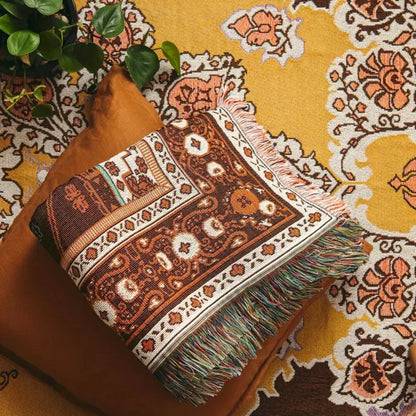 Throw Blanket Boho Woven Cotton-Microfiber Blend