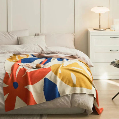 Throw Blanket Breathable Cotton Tropical Leaf Jacquard 51x63 Inch
