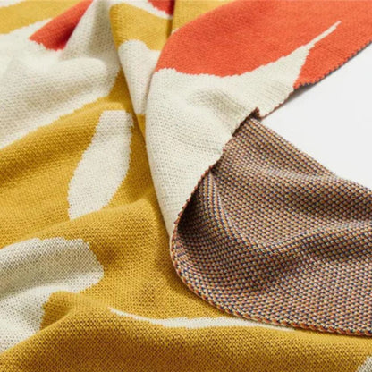 Throw Blanket Breathable Cotton Tropical Leaf Jacquard 51x63 Inch