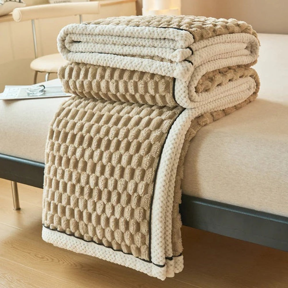 Throw Blanket Bubble-Textured Sherpa Fleece Breathable Year-Round
