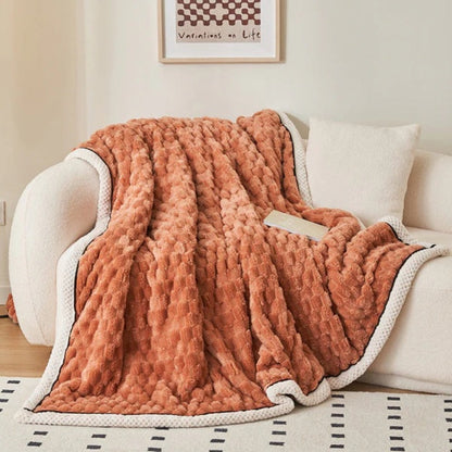 Throw Blanket Bubble-Textured Sherpa Fleece Breathable Year-Round