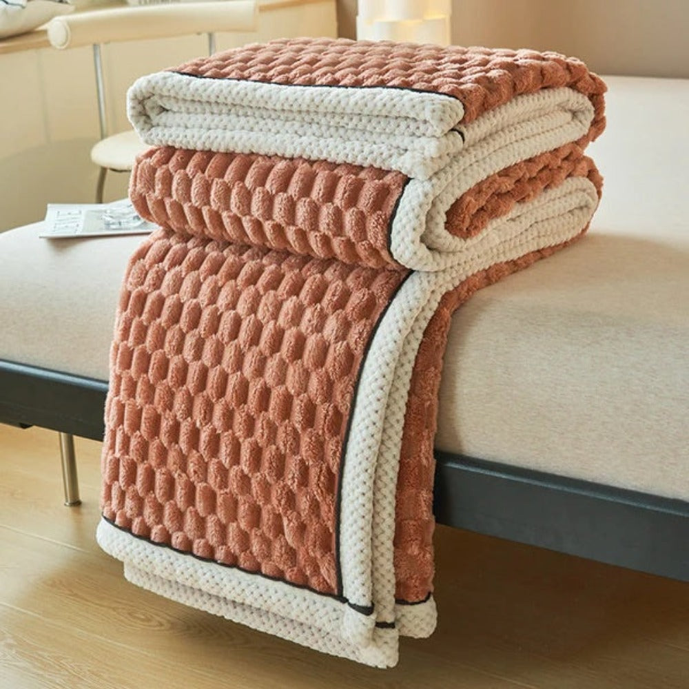 Throw Blanket Bubble-Textured Sherpa Fleece Breathable Year-Round