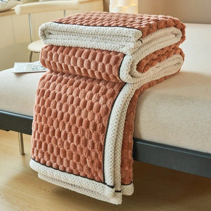 Throw Blanket Bubble-Textured Sherpa Fleece Breathable Year-Round