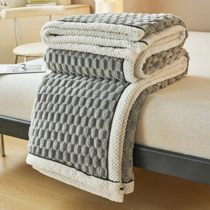 Throw Blanket Bubble-Textured Sherpa Fleece Breathable Year-Round