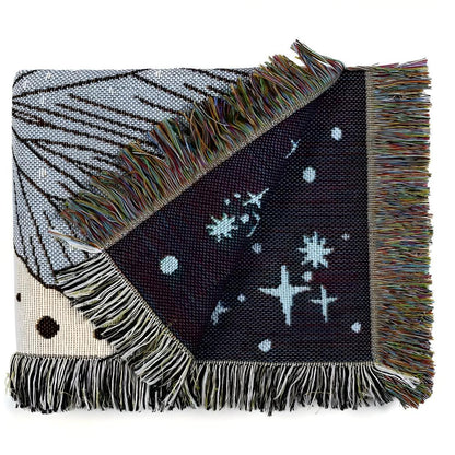 Throw Blanket Butterfly Pattern Plush Microfiber Fringed Edges
