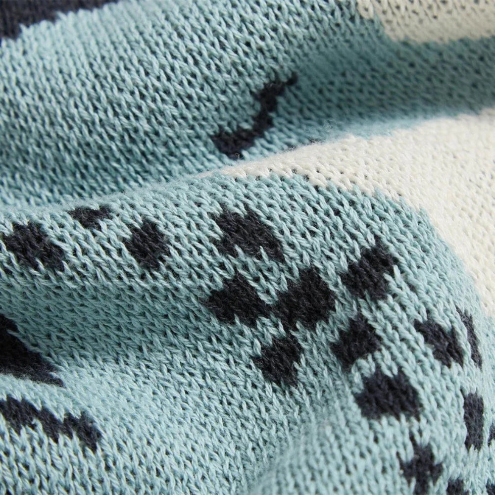 Throw Blanket Coastal Seahorse Jacquard Lightweight Cotton Machine Washable